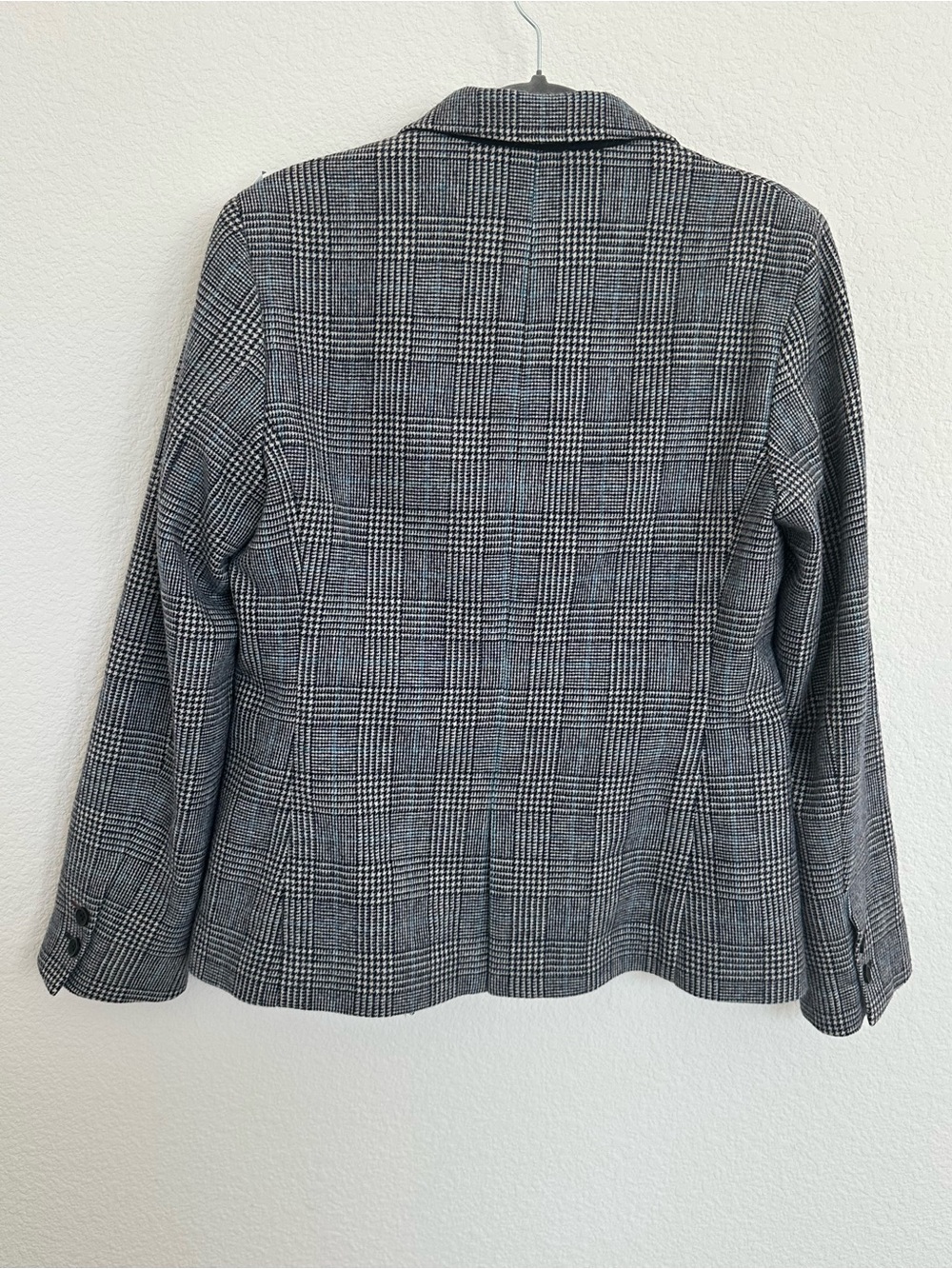 Ines De La Fressange x UNIQLO Wool Blend Glen Plaid Blazer Jacket Blue Accent M - Picture 11 of 12